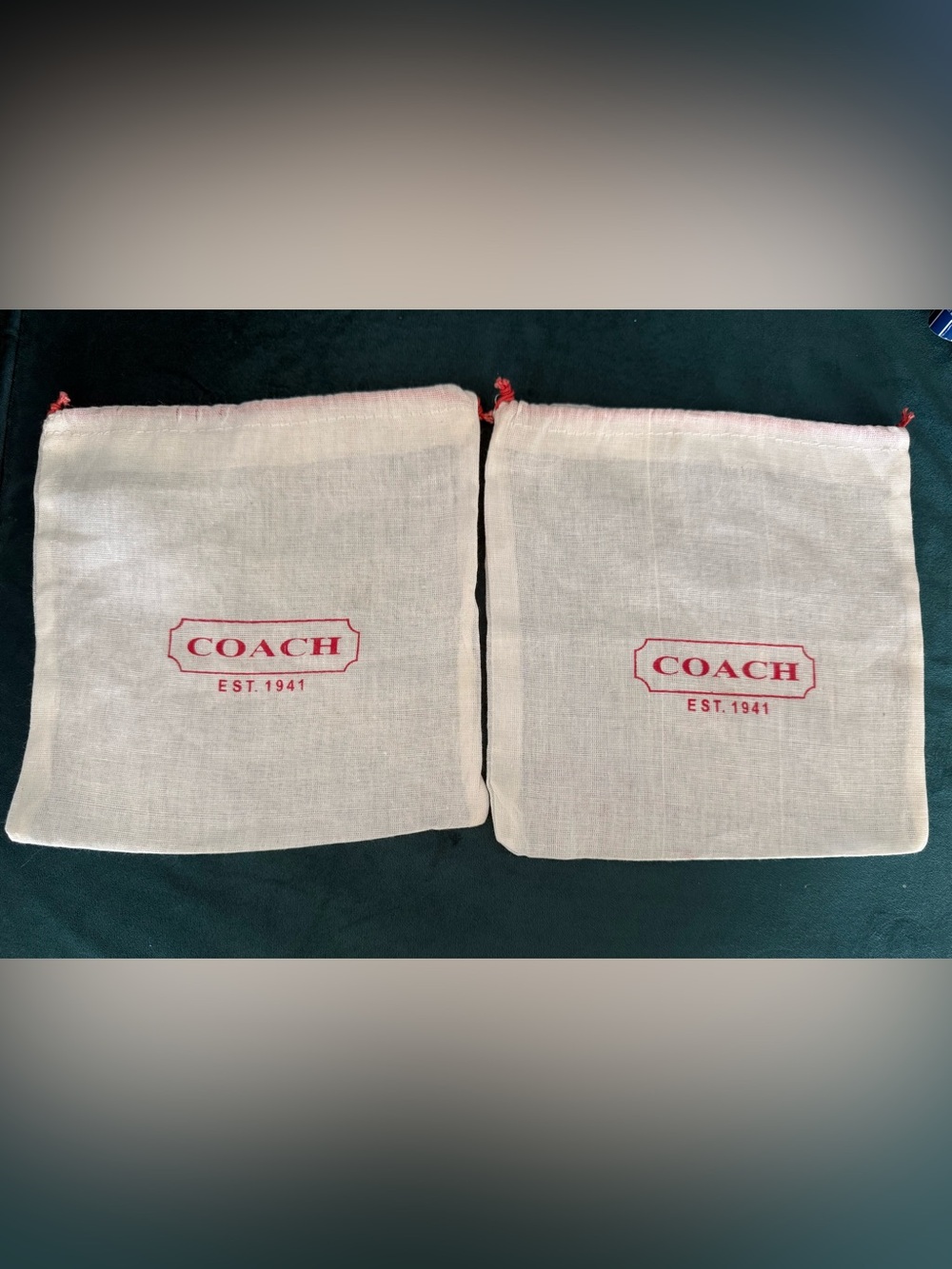 Coach Drawstring Dust Bags with Red Logo (Pair)